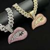 Men's Bold Lip Shape Rhinestone Pendant Cuban Link Necklace Western Hip Hop Street Dance Cool Statement Fashion Jewelry Gift
