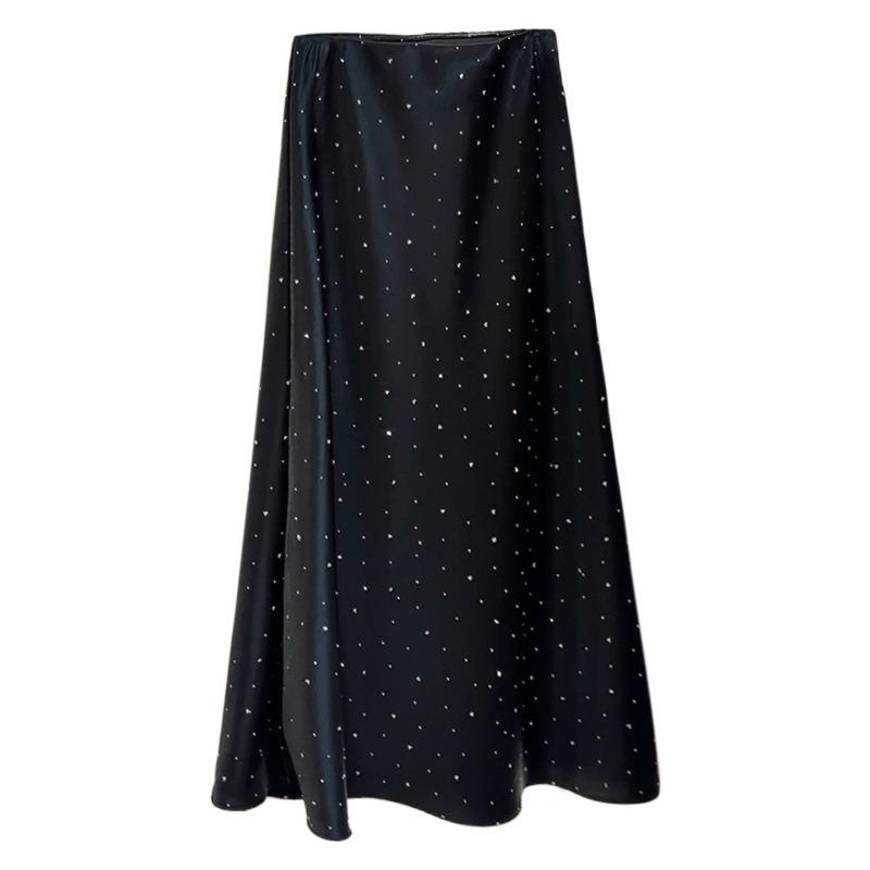 Tall Acetate Satin Hot Diamond Skirt Women's Spring New French High Waist Skinny Hips Fish Tail Dress