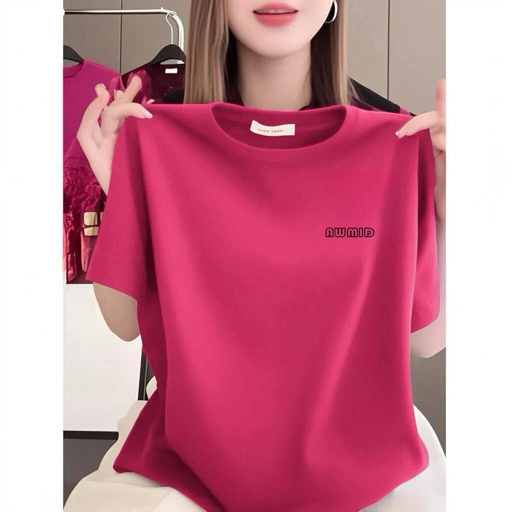 2026 Women's Luxury Round Neck Printed Short Sleeve Loose Plus Size Black T-Shirt