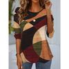 Ladies' Retro Ethnic Print Casual T-shirt Round Neck Long Sleeved Top