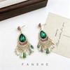 Bohemia Heavy Industries Crystal Fringed Earrings Light Luxury Premium Zircon Earrings Exotic Retro Ethnic Style Earrings