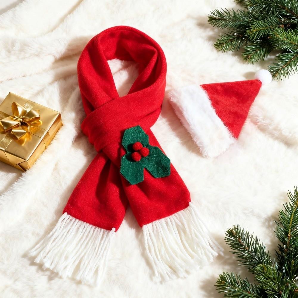 2Pcs/Set Winter Dog Scarf Collar Christmas Cat Scarf Hat Small Dog Accessories for Puppy Kitten