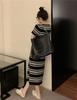 Striped Casual Knitted Dress - Women's Summer 2025, Loose Slimming Mid-Length, Short-Sleeve Lazy Style