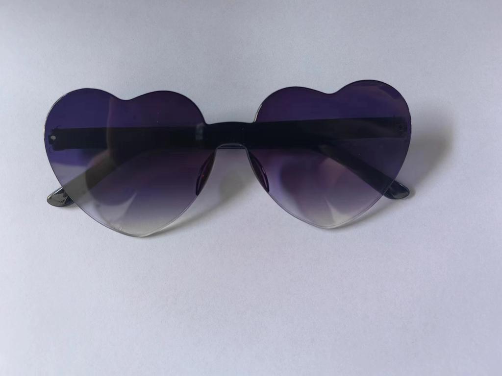 2817 Peach Heart Sunglasses, Love Sunglasses, Trendy Frameless One-Piece Sunglasses