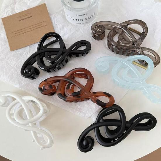 Hair Claw Matte Finish Treble Clef Shape Large Shark Clip Secure Hold Non-Slip Literary Style Hair Accessory