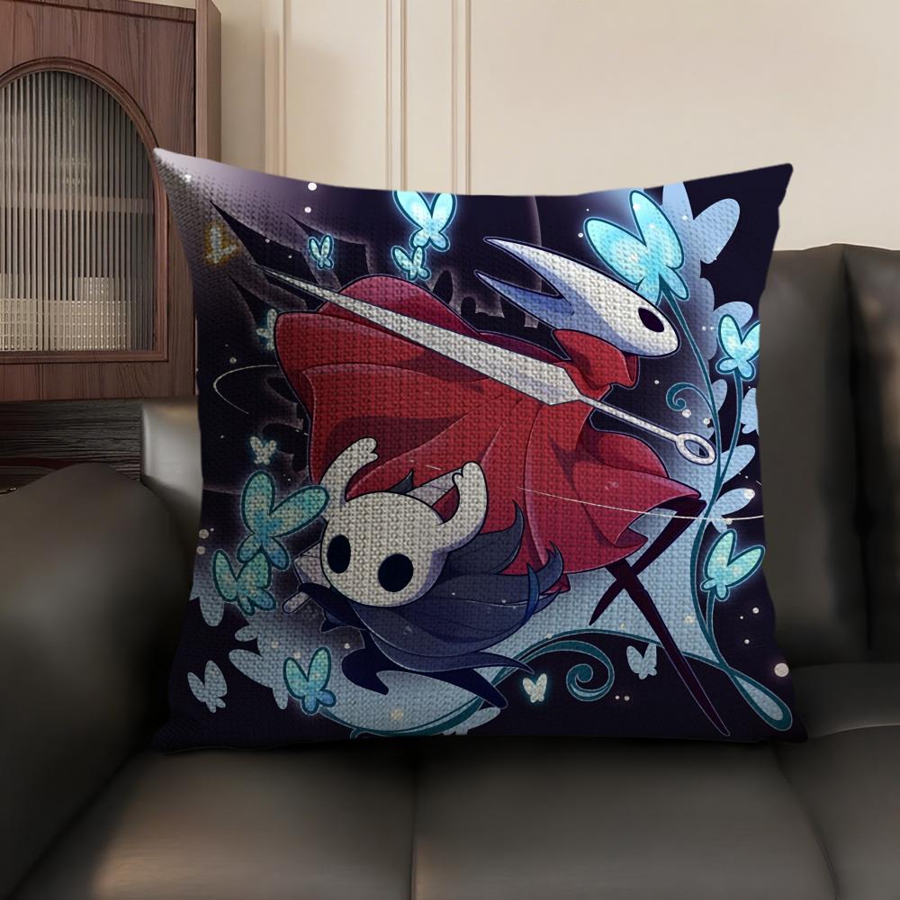 HHollow Knight Game Cushion Cover Natural Linen Organic Fabric DoubleSided Printing Sofa Home Decor Gift Pillow Case