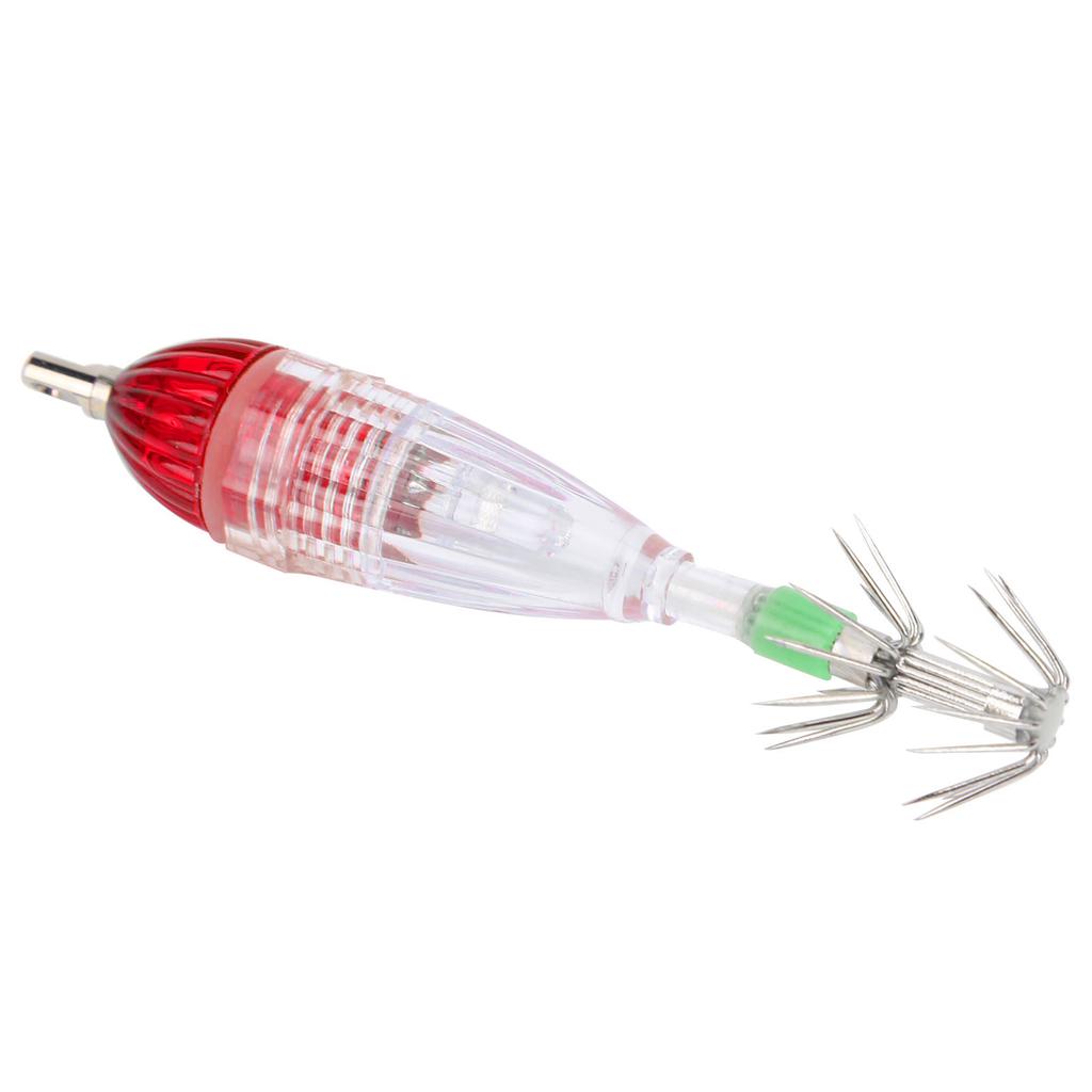 Fishing LED Lure Light Squid Shape Red Light Color Bait Underwater Lamp with Hook
