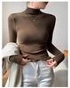 AW 2025 German Velvet Semi-High Neck Women's Slimming Long Sleeve Top