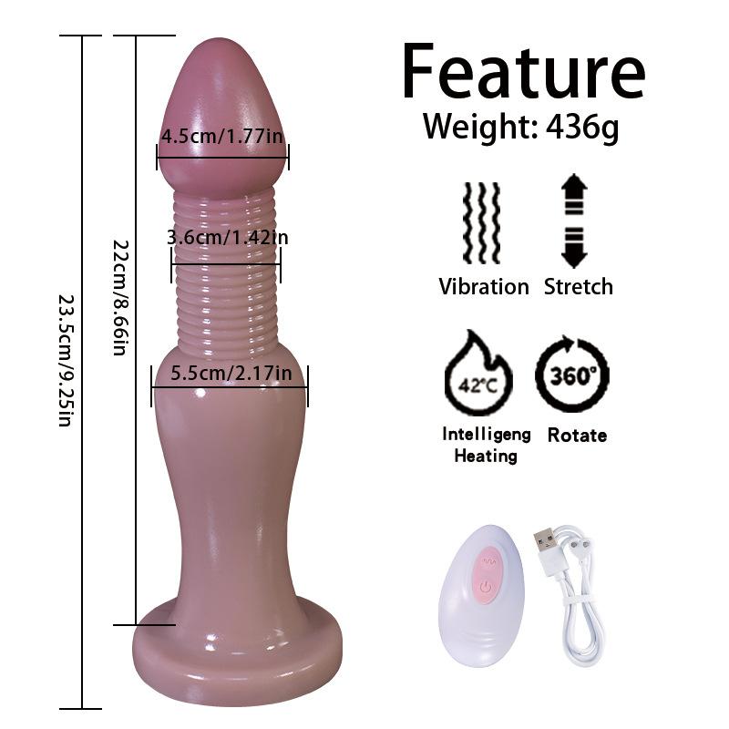 Threaded Anal Plug Realistic Electric Telescopic Vibration Dildo Female Masturbator SM Toy