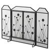 Folding Fireplace Screen In Black Steel and Metal with 2 Magnetic Closing Doors, 125x80cm