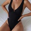 Costume da bagno intero sexy senza schiena da donna, costume da bagno tinta unita senza maniche, cross-border 2026 Nuovi arrivi, asciugatura rapida, alta elasticità
