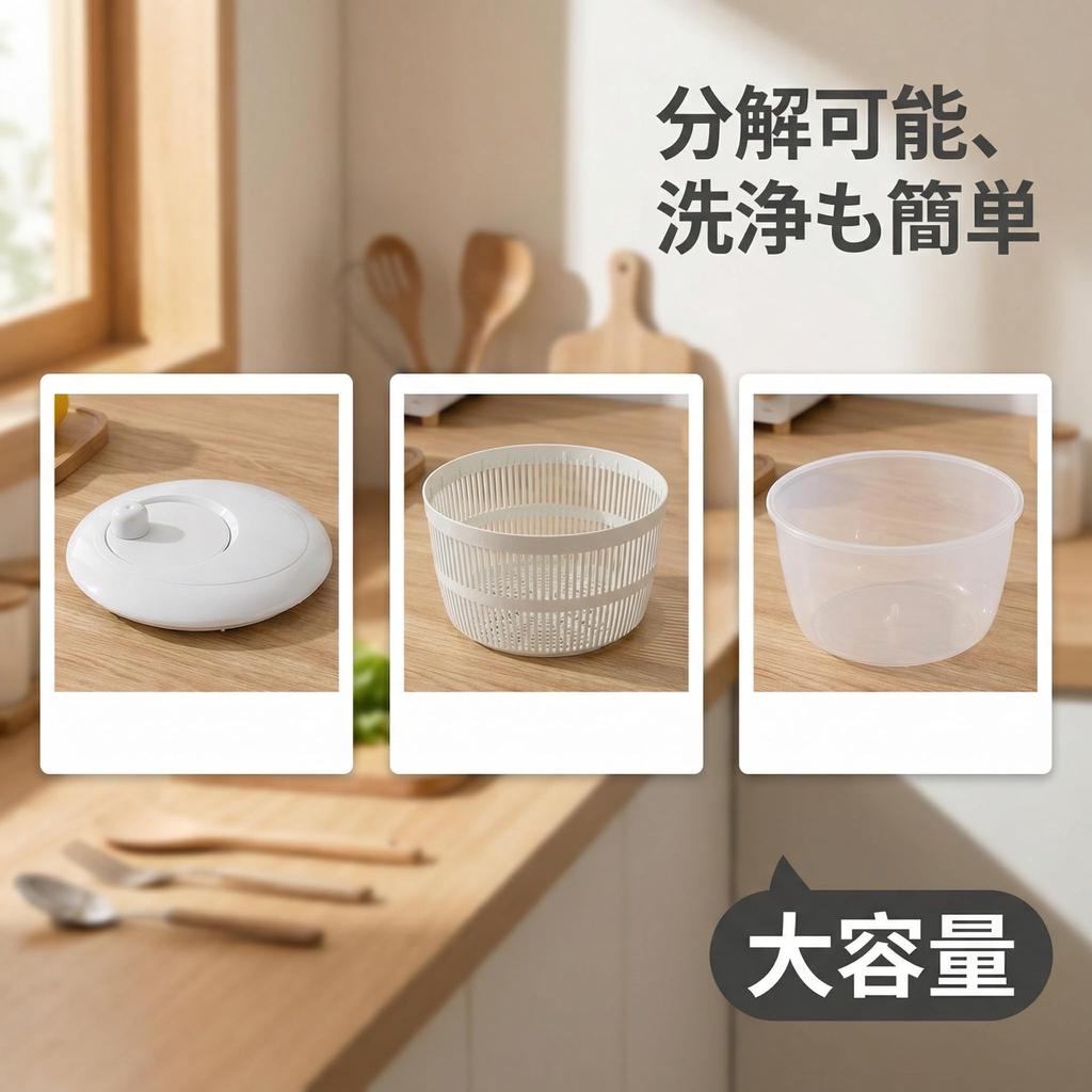 Salad Large Capacity Vegetable Rotating Manual Kitchen for Drying and Other White Spinner, Drainer, Dehydrator, Double-Walled, Detachable, Utensil,