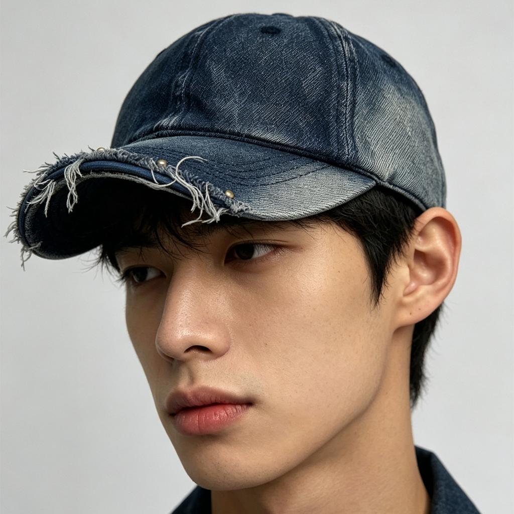 Four Seasons Gradual Change Color Hole Solid Color Rivet Baseball Cap Men And Women Shading Personality Retro Street Cap
