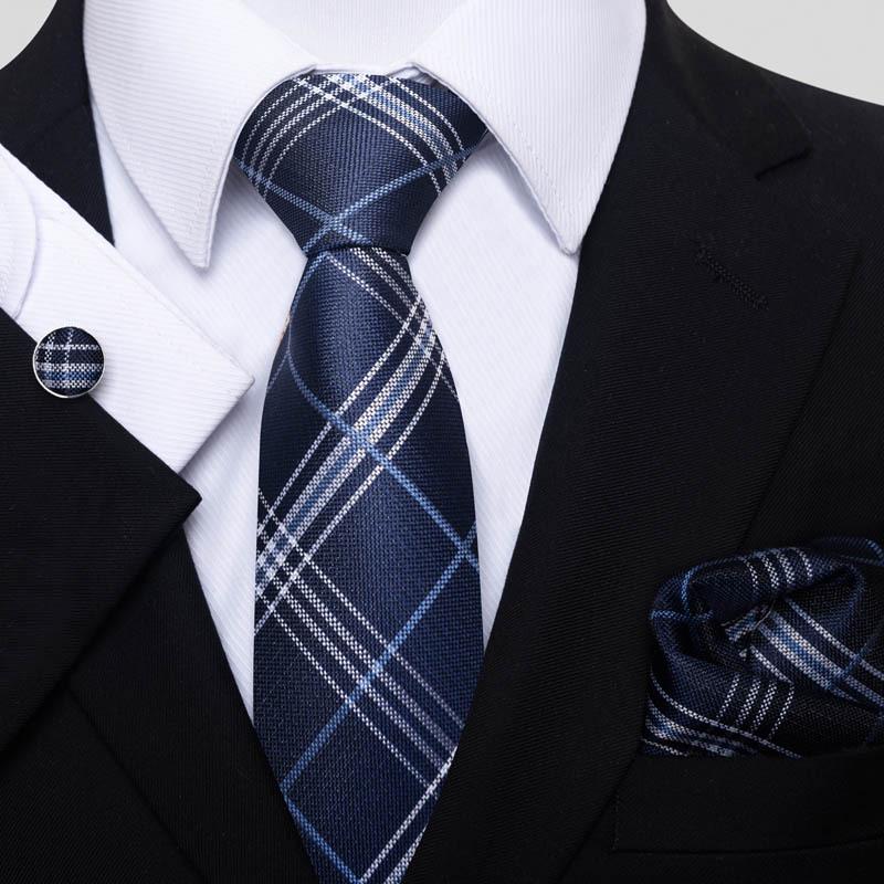 Men's Business Formal Tie Set: Includes Tie, Pocket Square & Cufflinks for Evening Parties. Fashionable & Popular.