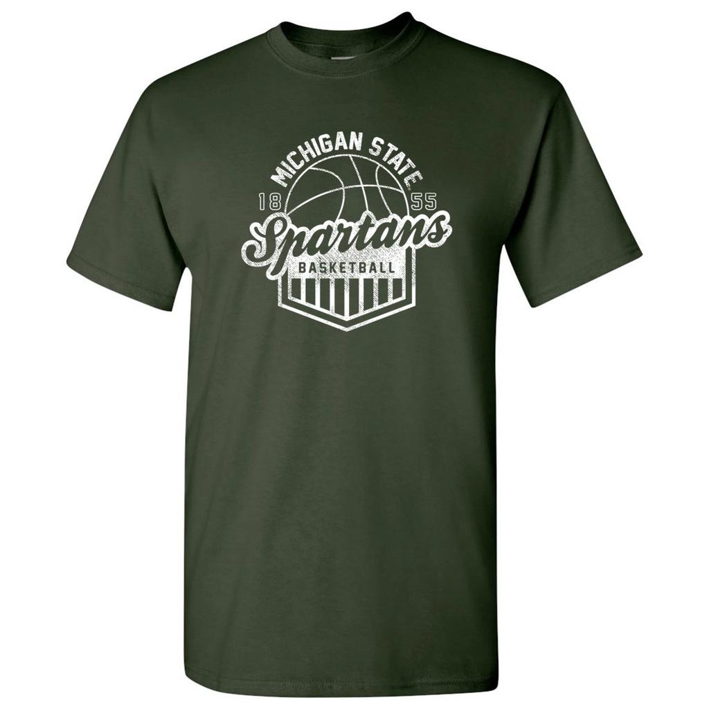 Michigan State Spartans Vintage Basketball Shield Licensed Unisex T-Shirt