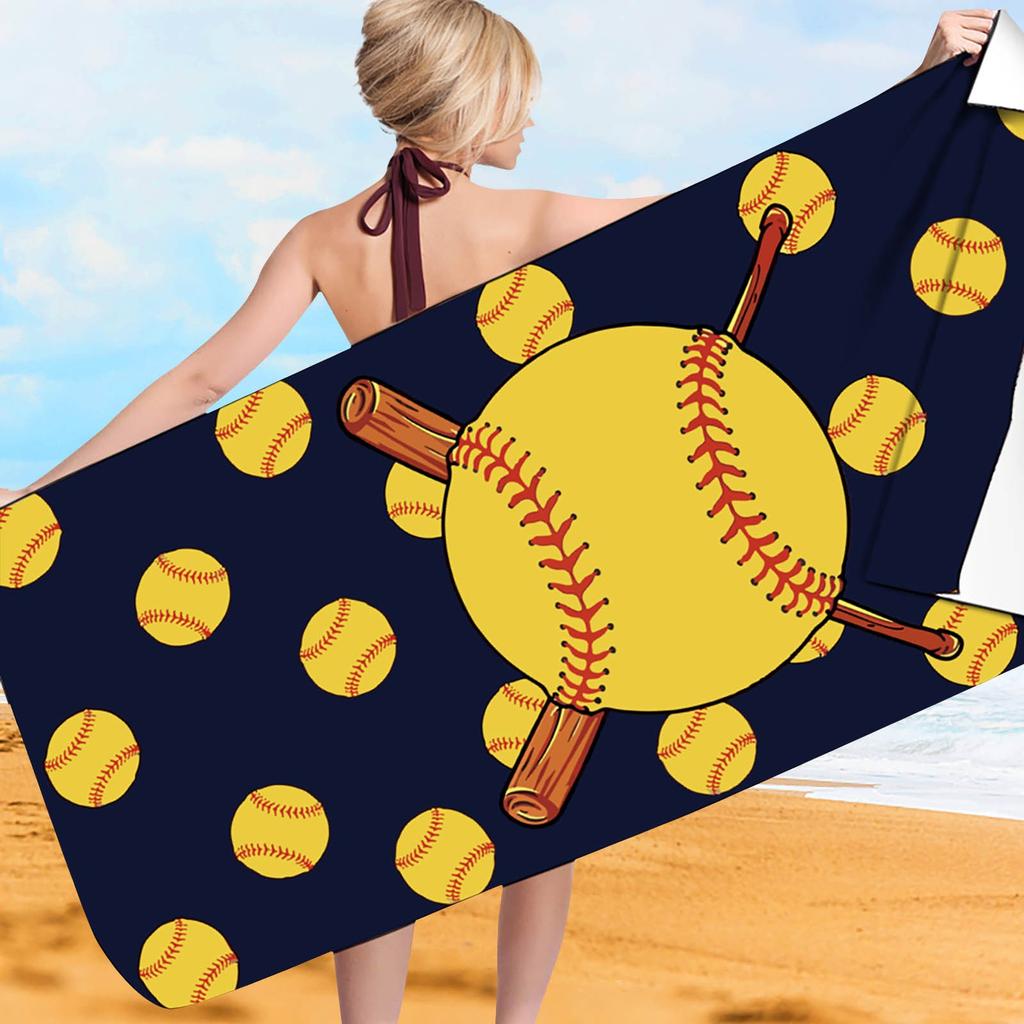 Baseball-Strandtuch, schnell trocknend, tragbar, Badetuch, Baseball-bedrucktes Strandtuch