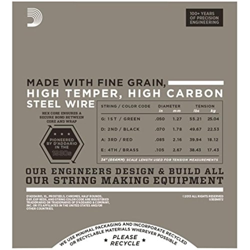 D'Addario Daddario Bass Strings Half Round/Pure Nikkel Long Scale .050-.105 ENR72 [Domestic Genuine]