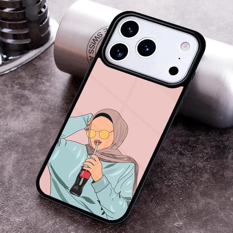 Islamic Muslim Hijabi Girls Phone Case for iPhone 17 16 15 Pro Max Air 14 13 12 11 Plus Shockproof Cover