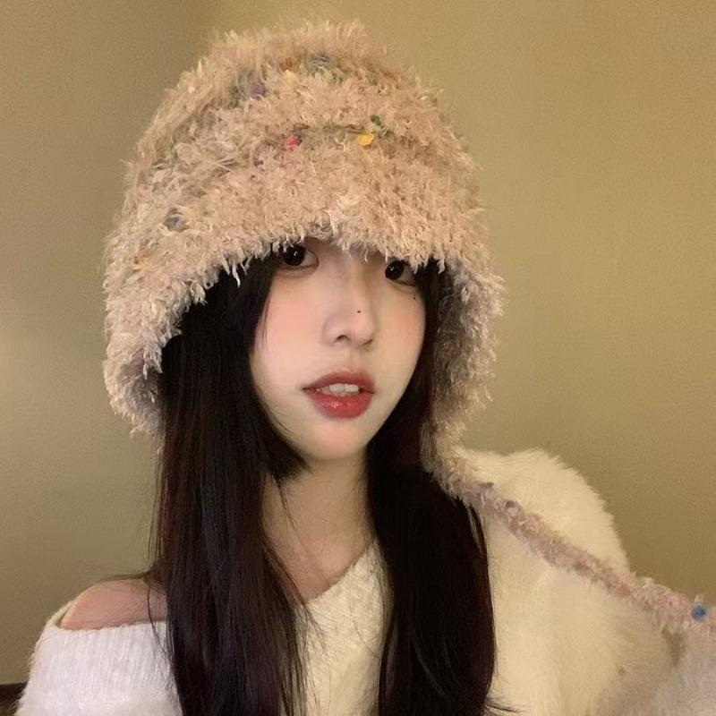 Cartoon cashmere hat, women's autumn and winter thermal straps, knitted ear protector