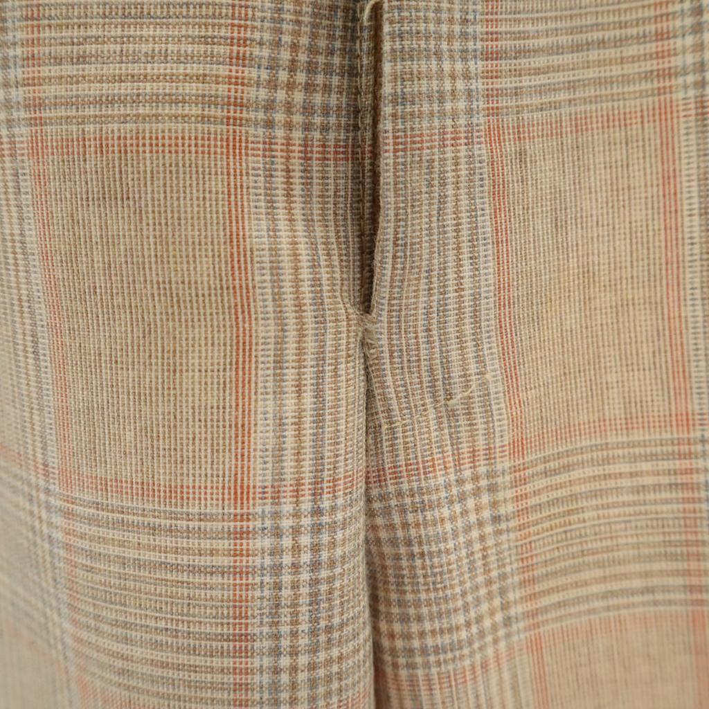 VINTAGE 70s 80s Check Pattern Trousers Pants beige Men's Used