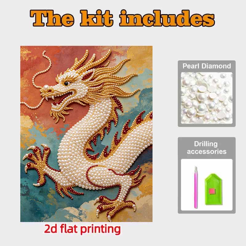 Pearl Art Painting Home Wall Decor Chinese Dragon Pearl Gemstone Painting Picture Crafts Adult/Beginner Gift Creative Home Decor Unframed