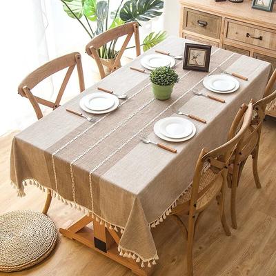 INS Nordic Jacquard Imitation Cotton and Hemp Embroidery Tassel Lace Geometric Rectangular Tea Table Table Cloth