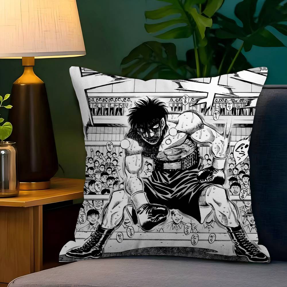 Vintage Anime H-Hajime No Ippo Pillow Covers Cartoon Sofa Decorative Home Double-sided Printing Short Plush Cute Cushion Cover