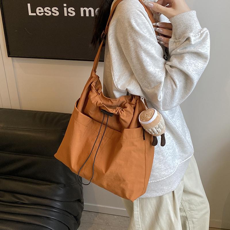 Women's Solid Color Tote Bag Wide Shoulder Strap Shoulder Bag Crossbody Bag