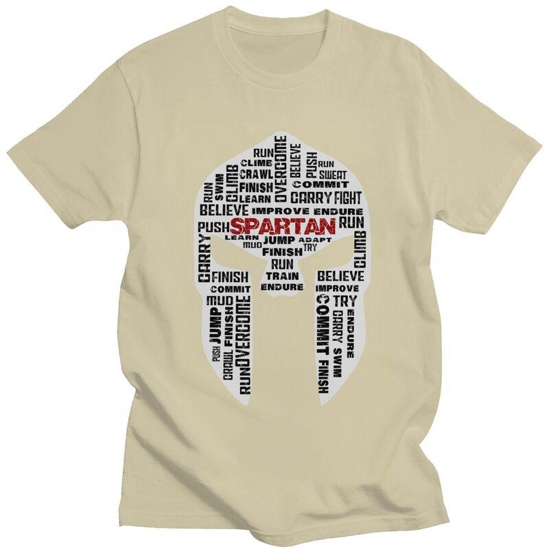 Custom Spartan Race Helmet Tshirt for Men Short Sleeves T Shirt Fashion Sparta Spirit Tshirts Loose Fit Pure Cotton Tees Gift