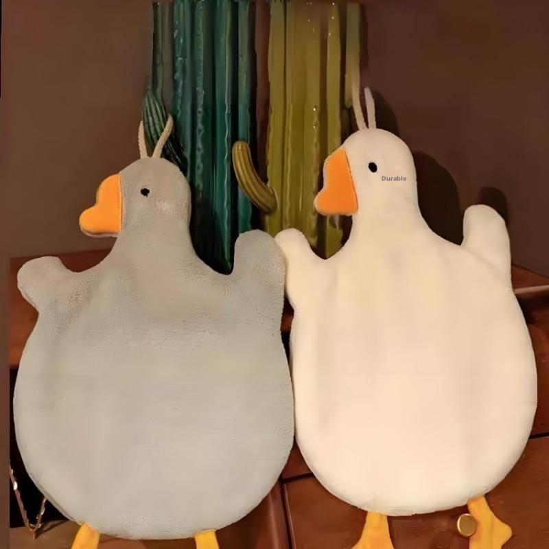 1Pc Cartoon Goose Hand Kerchief Hanging Hand Towel Water Absorbing Hand Towel Kitchen And Bathroom Supplies