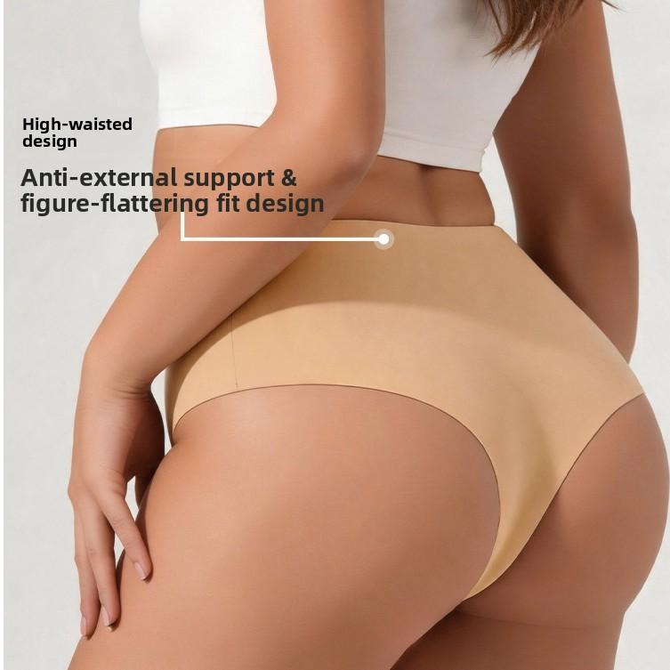 Plus Size Ladies' New Spring Summer Sports Yoga Anti-embarrassment Silk Soft Seamless High Waist Underwear