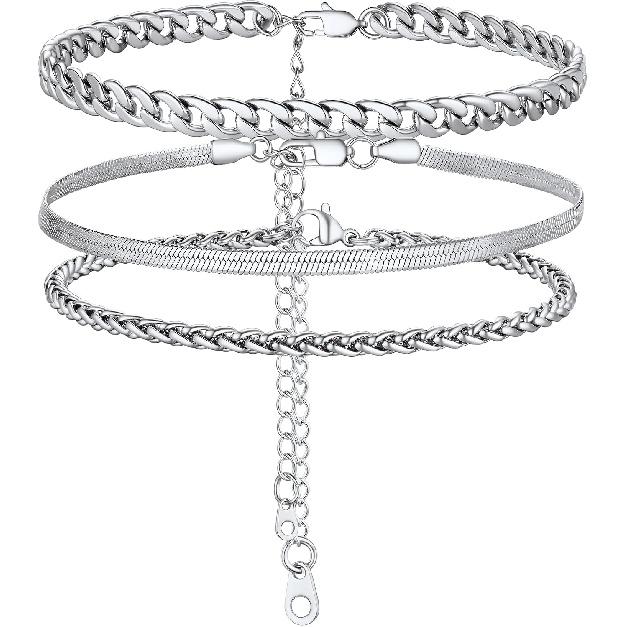 PROSTEEL Alla moda Design Manette/Testo Personalizzato Cavigliera da Donna, Cavigliera in Acciaio Inossidabile 316L, colore Argento/Oro/Nero,Basso