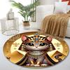 Egyptian Cat Pharaoh Design Print round rug, living room, bedroom, playroom carpet, non slip floor mat, gift