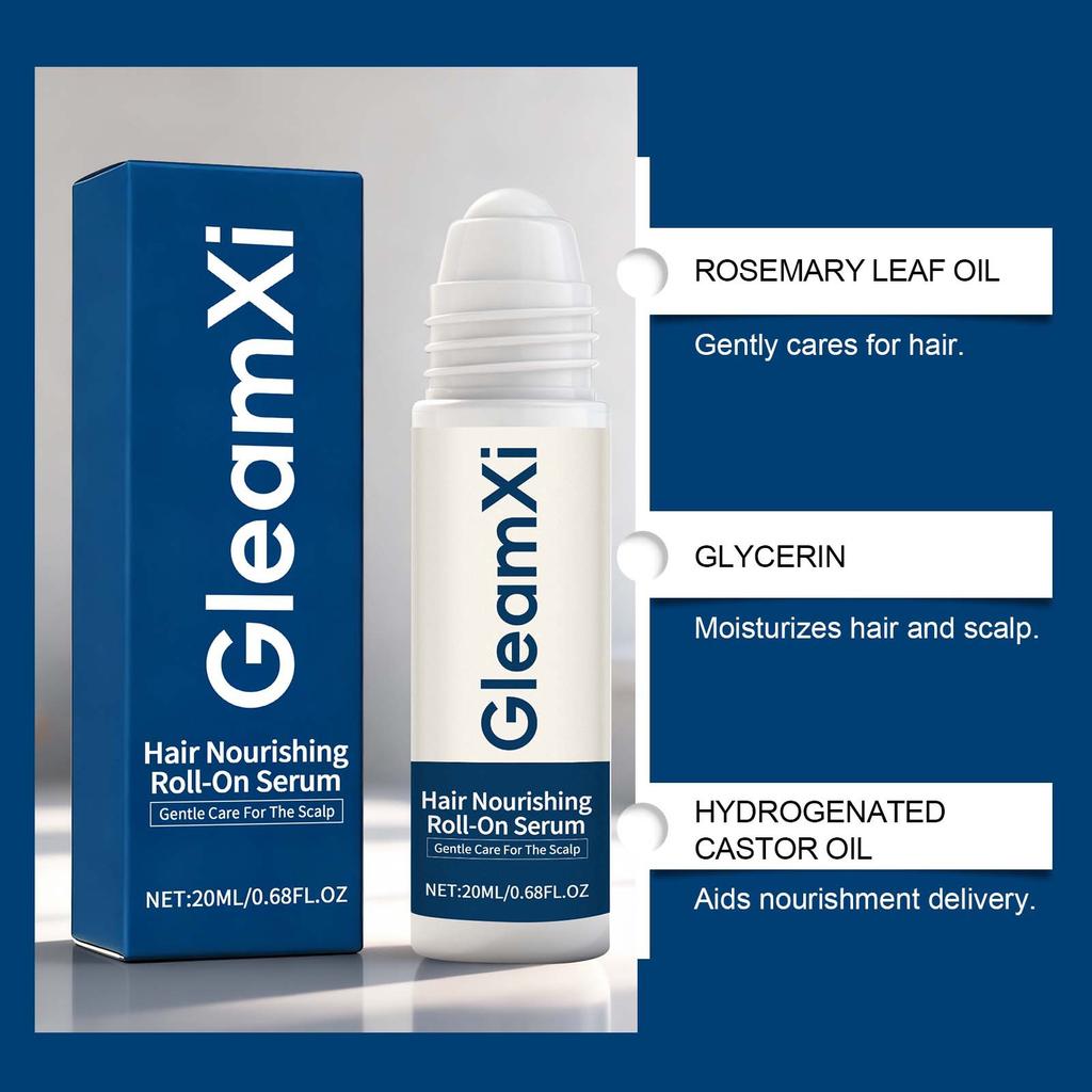 GleamXi Rosemary Hair Roll-on Essence gently moisturizes hair, makes hair soft and light, and leaves scalp shiny.