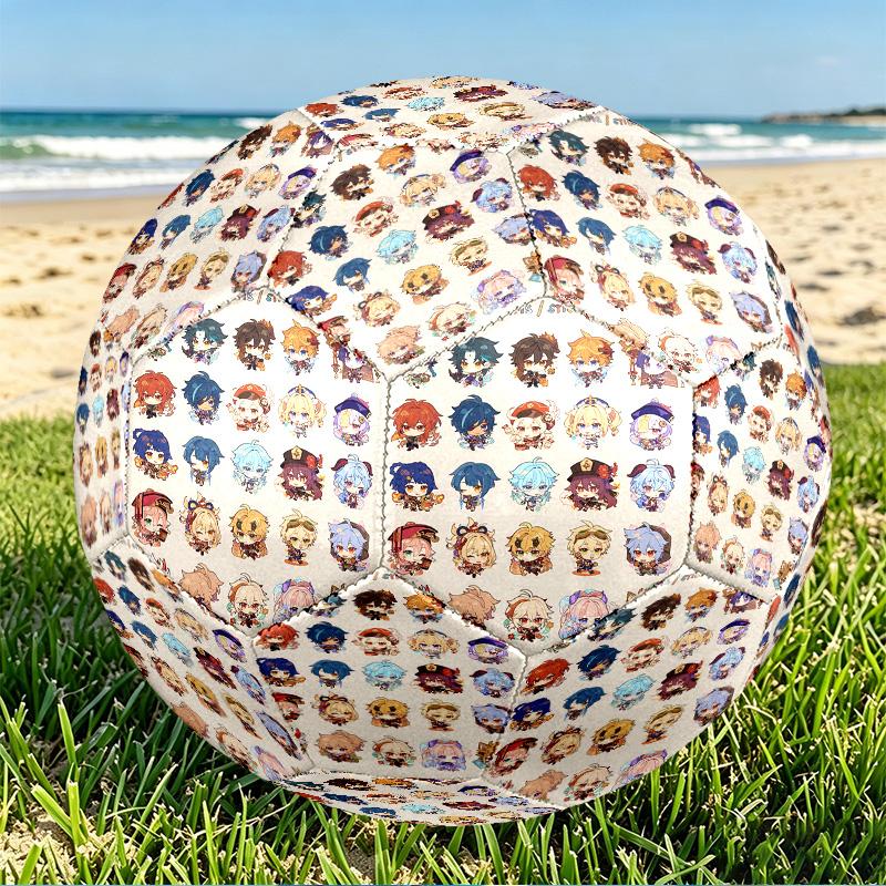 Genshin Impact Print Size 5 Soccer Ball, PU Wear Resistant Football for Match Training and Daily Practice, Birthday Gift for Soccer Fans