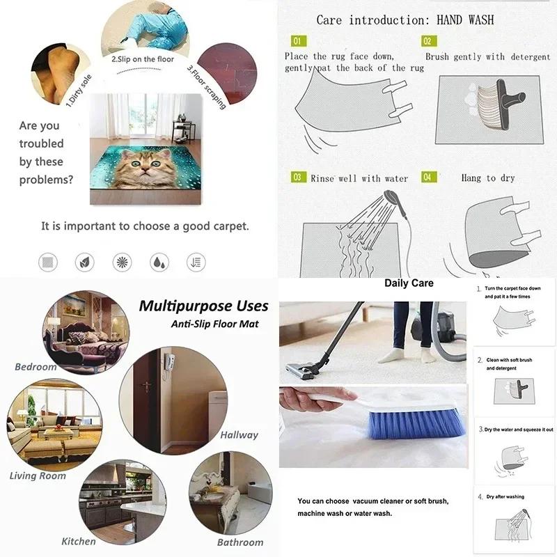 Cartoon Cute Capibala Floor Mat Household Short Pile Carpet Bathroom Non-slip Mat Capybara Animal Bedroom Mat