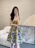 Suspender dress women's summer Thai floral small design sense niche French waist and thin temperament skirt