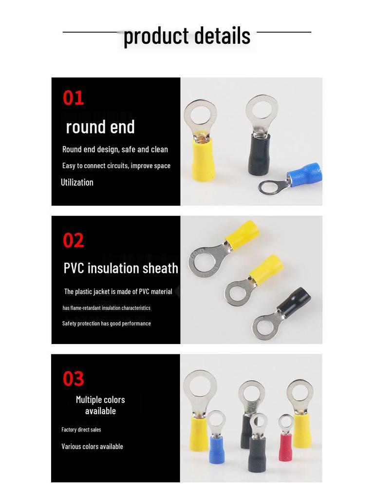 200-Piece Boxed Set of RV Cold-Press Terminal Crimp Lugs with Pre-Insulated Wire Ends