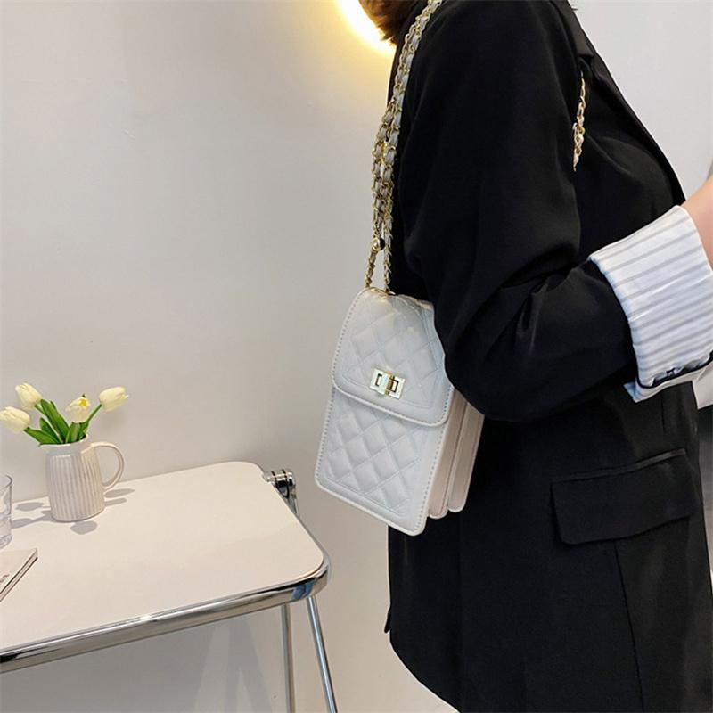 Mobile Phone Bags  Rhombus Chain Shoulder Cross Body Cellphone Sling Bag