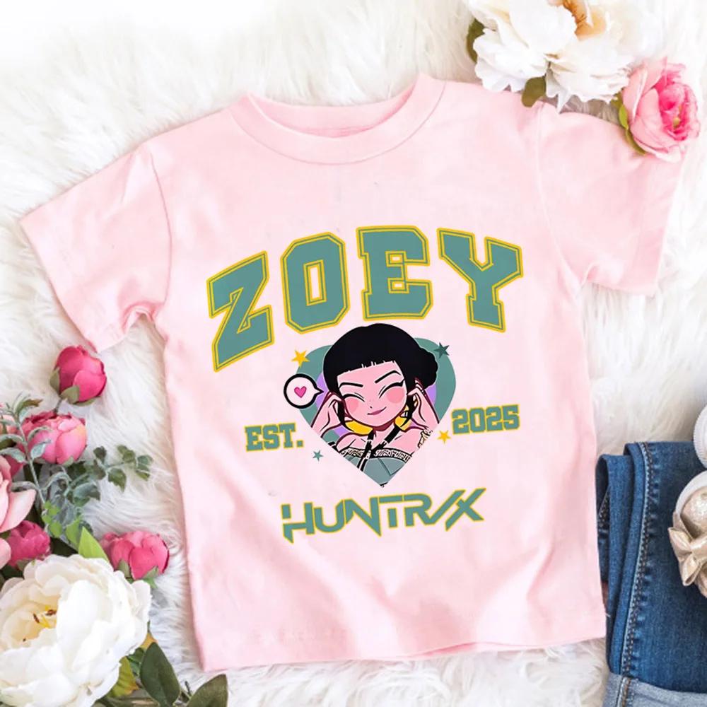 2025 Summer Kpop Demon Hunters T Shirt Kids Cartoon Anime Meme Print Clothes Round Neck Basic Grils Tops Casual Shirts Gift