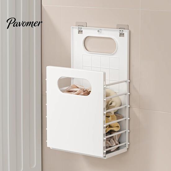 Durable Plastic Laundry Hamper Wall Mounted Hamper, Breathable Large Capacity Container, Foldable Apartment Organization Supplies Space Saving Storage