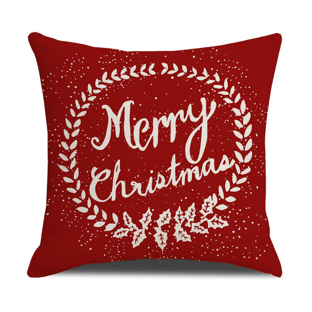 Christmas Pillow Cover Christmas Pillow Linen Cartoon Print Holiday Home Bed Cushion Cover