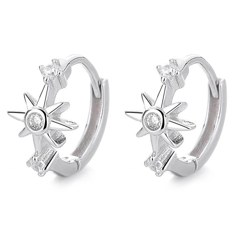 S925 Sterling Silver Star Earring 18K Gold Plated Huggie Hoop Sparkling Zircon High End Fashion Trendy Niche Design Wedding Gift