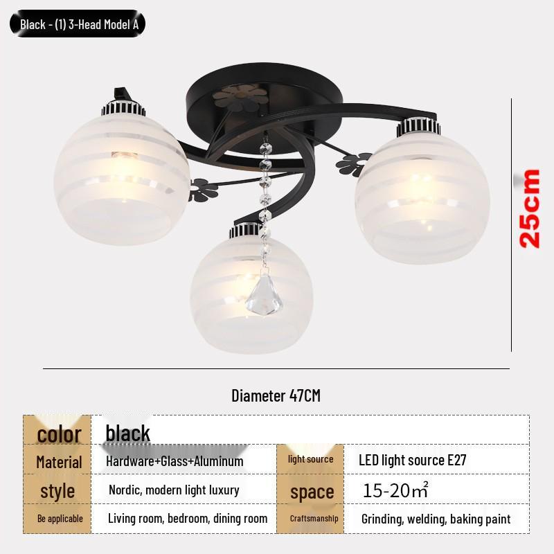Nordic Modern Three-Head Chandelier: Stylish Creative Lighting Fixture for Bedroom or Restaurant