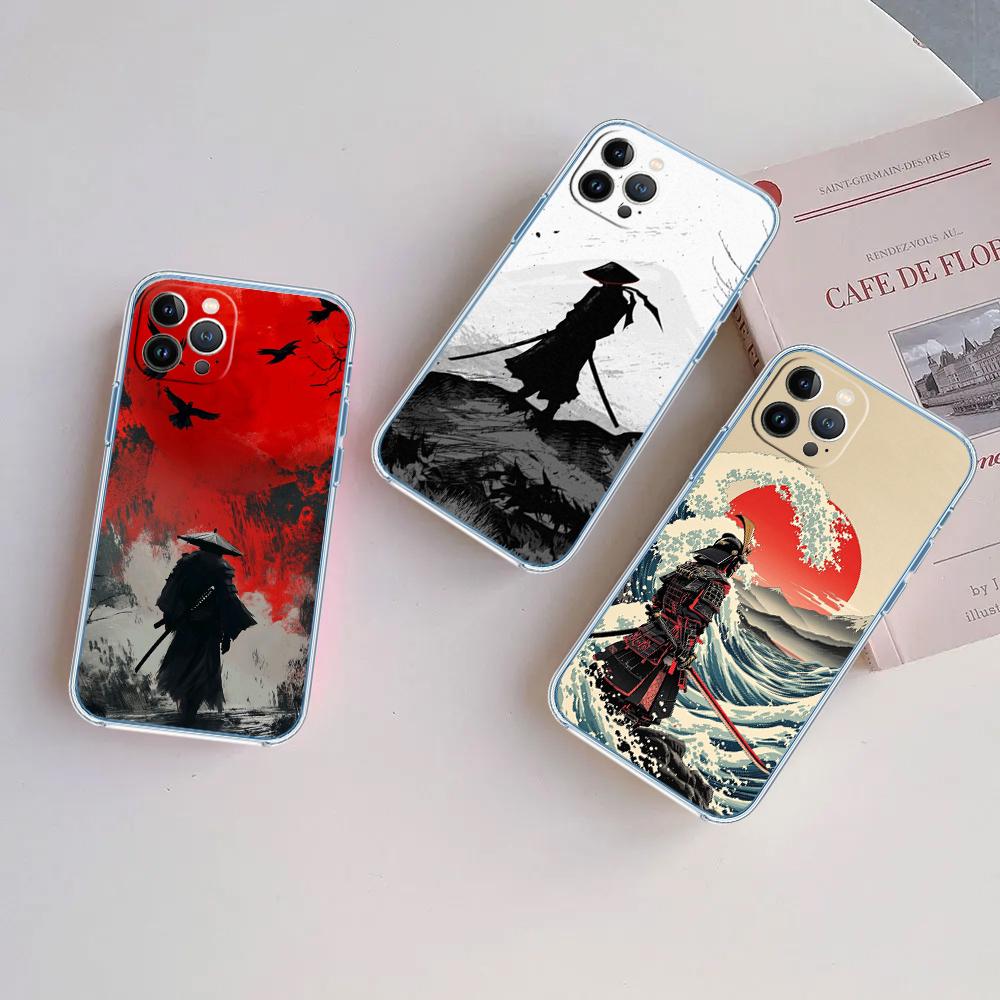 CJ70 Japan Samurai Mjukt Skal Genomskinligt Fodral för Motorola Moto Edge 20 30 40 50 S30 Fusion Ultra Pro Neo Lite + G200 G23