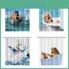 Duschvorhang Badezimmer Lustig Vorhänge Vorhang Mit Haken Dekor Wasserdicht Katze Hund 3D Bad 180x180cm Kreative Persönlichkeit Duschvorhang