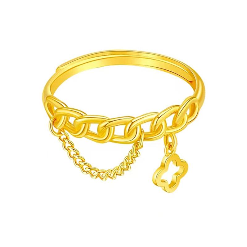 

Кольцо Лист Шик Четырехлистный Клевер для Женщин Регулируемый Аксессуар с Медным Покрытием Мода