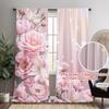 2pc Pink and White Peony Pattern Curtains, Polyester, Machine Washable, Suitable for Bedroom, Living Room, Kitchen, Office