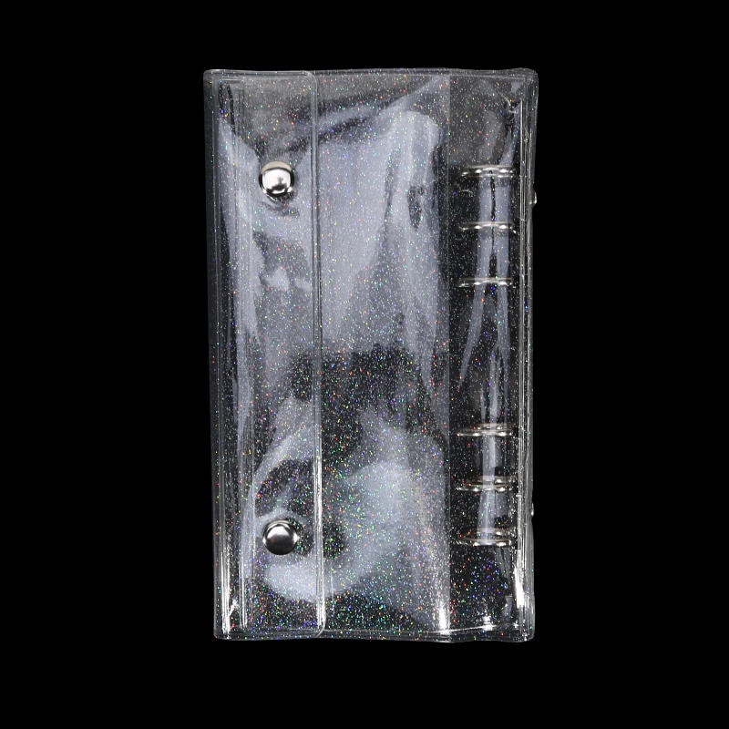 Тонкий ПВХ-биндер формата А6 с двойной застежкой-кнопкой, прозрачный дизайн с блестками, кейс для хранения коллекционных карточек, организации документов, хобби Album Shell-Glitter Style