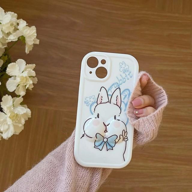 

Мягкий силиконовый чехол для телефона с 3d милым мультяшным кроликом Ins Bow Bunny, чехол для Iphone 14 Pro Max Plus 13promax 12 11 Promax, задняя крышка For iphone 12promax